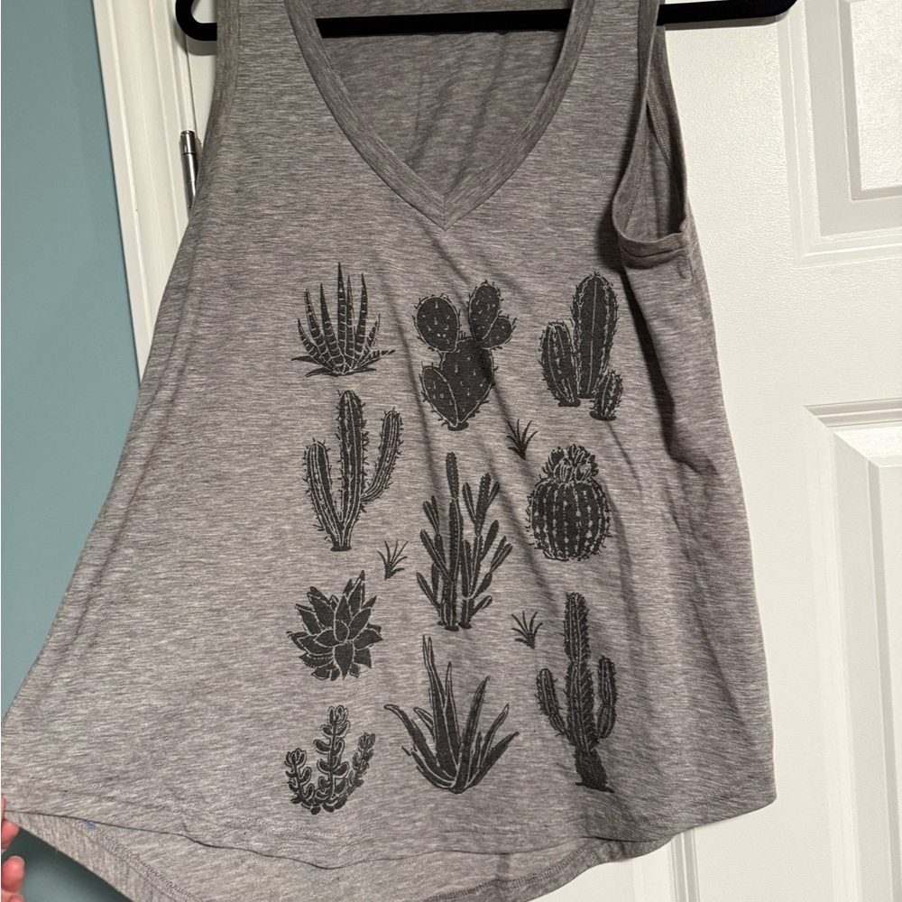 10 Items for $20: Gray Sleeveless Top with Cactus Print